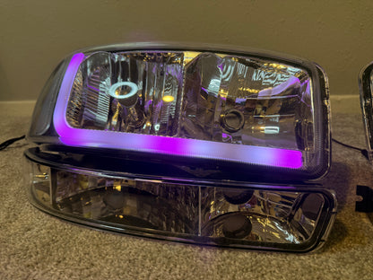 CUSTOM ‼️ CLEAR RGB 🔴🟢🔵 SIERRA 2000-2007 HEADLIGHTS