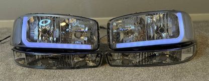 CUSTOM ‼️ CLEAR RGB 🔴🟢🔵 SIERRA 2000-2007 HEADLIGHTS