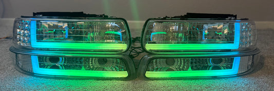 CUSTOM ‼️ CLEAR RGB 🔴🟢🔵 SILVERADO/TAHOE 1999-2002 HEADLIGHTS