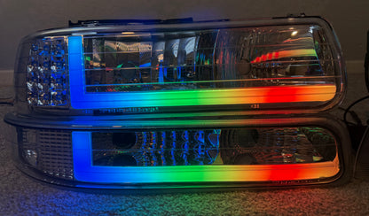 CUSTOM ‼️ CLEAR RGB 🔴🟢🔵 SILVERADO/TAHOE 1999-2002 HEADLIGHTS