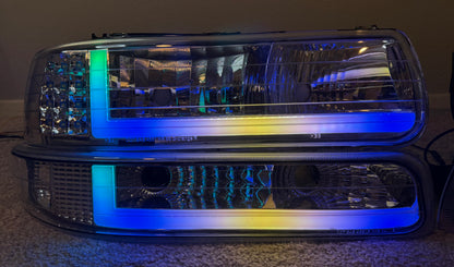 CUSTOM ‼️ CLEAR RGB 🔴🟢🔵 SILVERADO/TAHOE 1999-2002 HEADLIGHTS