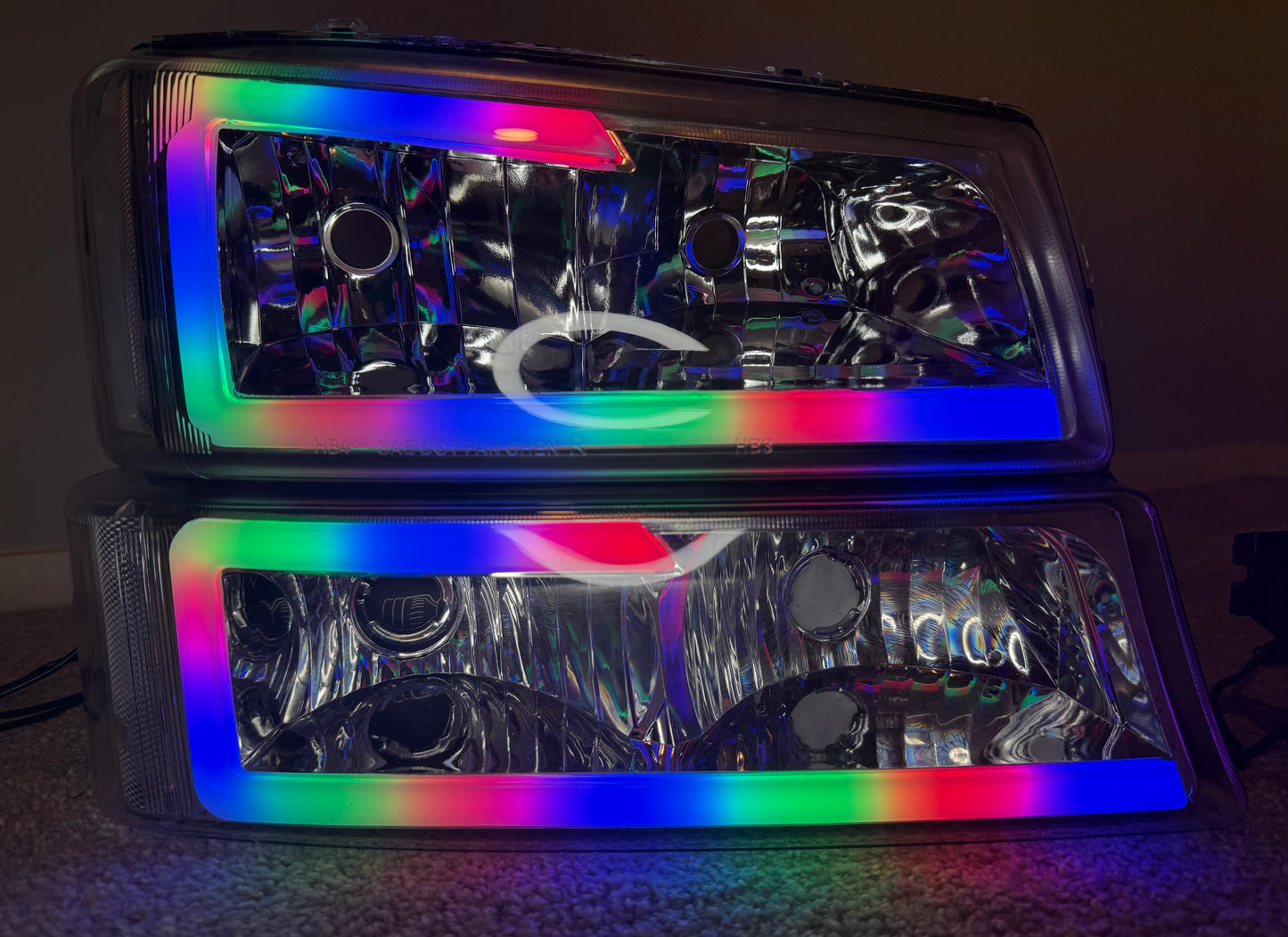 CUSTOM ‼️ CLEAR RGB 🔴🟢🔵 SILVERADO 2003-2007 HEADLIGHTS